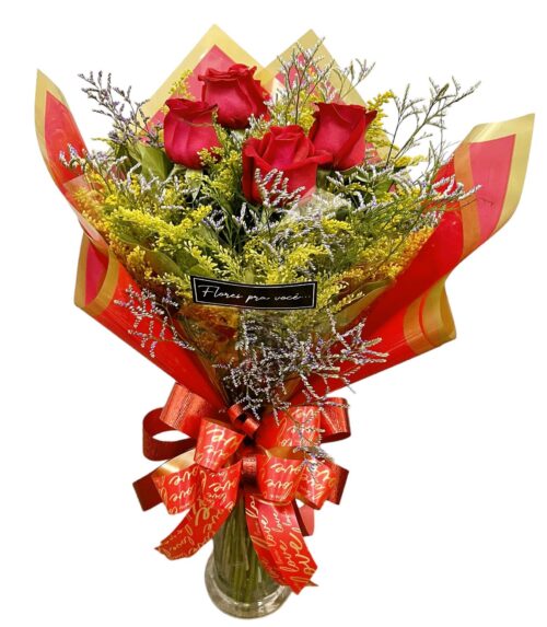 BUQUÊ COM 4 ROSAS