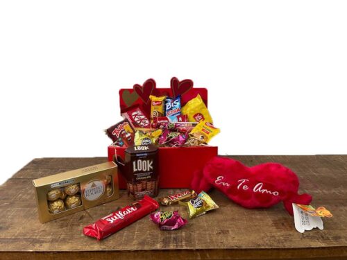 Cesta de Chocolate com Coração e Ferrero - Imagem 2