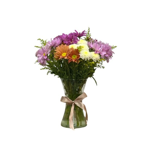 Flores do campo com vaso de vidro