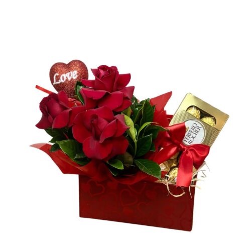Rosas com Ferrero Roche 8 unidades