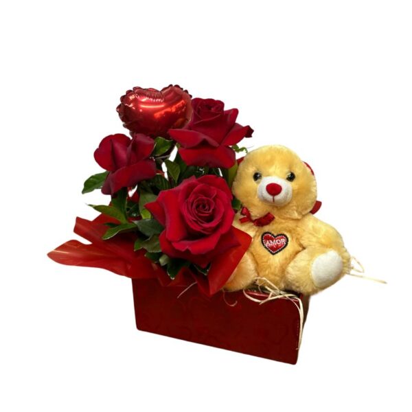 Rosas com pelúcia 20cm