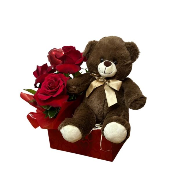 Rosas com pelúcia 30cm