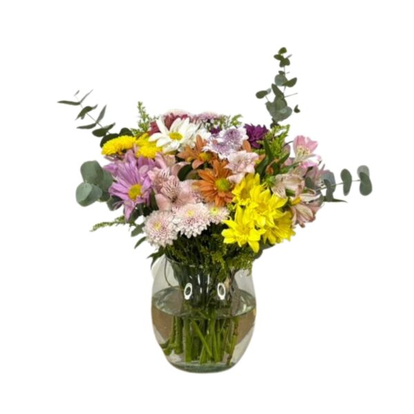Arranjo de flores mistas 2 no vidro